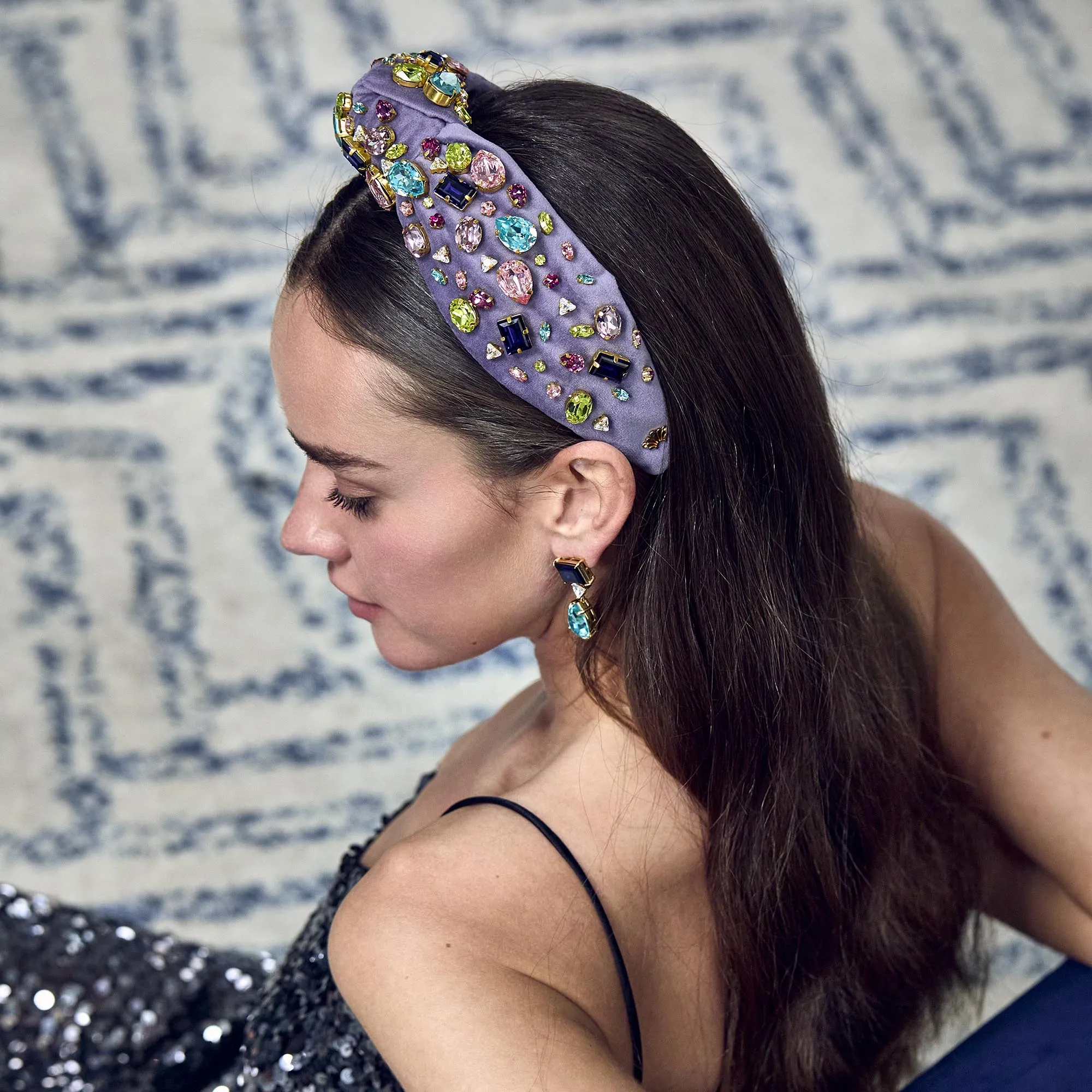 LIGHT AMETHYST KNOTTED SWAROVSKI HEADBAND sold by Lele Sadoughi product image thumbnail 4