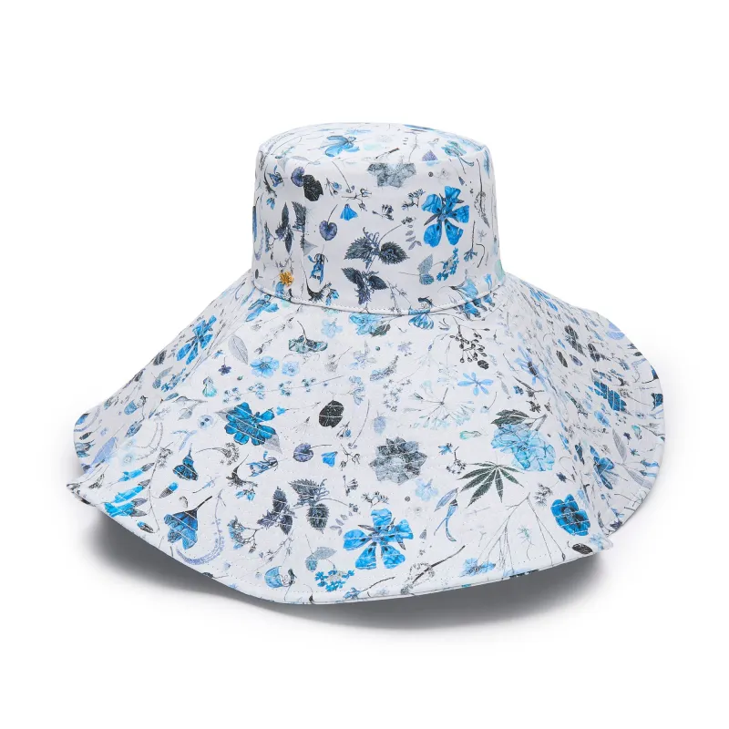 SAPPHIRE FLORAL SAMANTHA LIBERTY BEACH HAT made by Lele Sadoughi