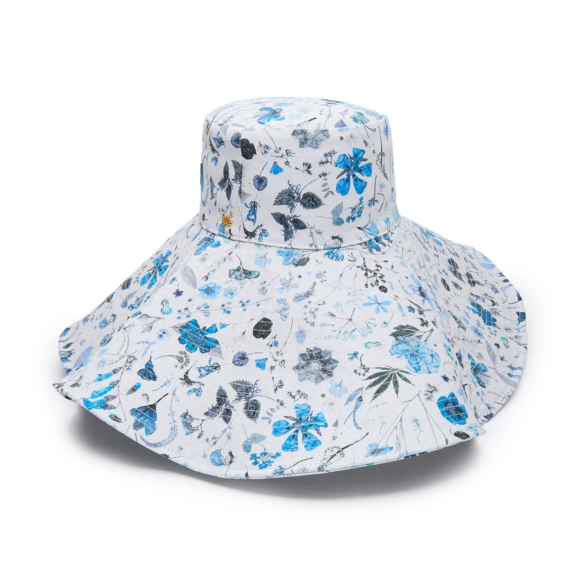 SAPPHIRE FLORAL SAMANTHA LIBERTY BEACH HAT sold by Lele Sadoughi
