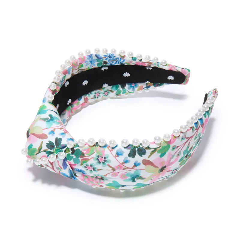 SUMMER DREAMS KNOTTED PEARL EDGE LIBERTY HEADBAND made by Lele Sadoughi