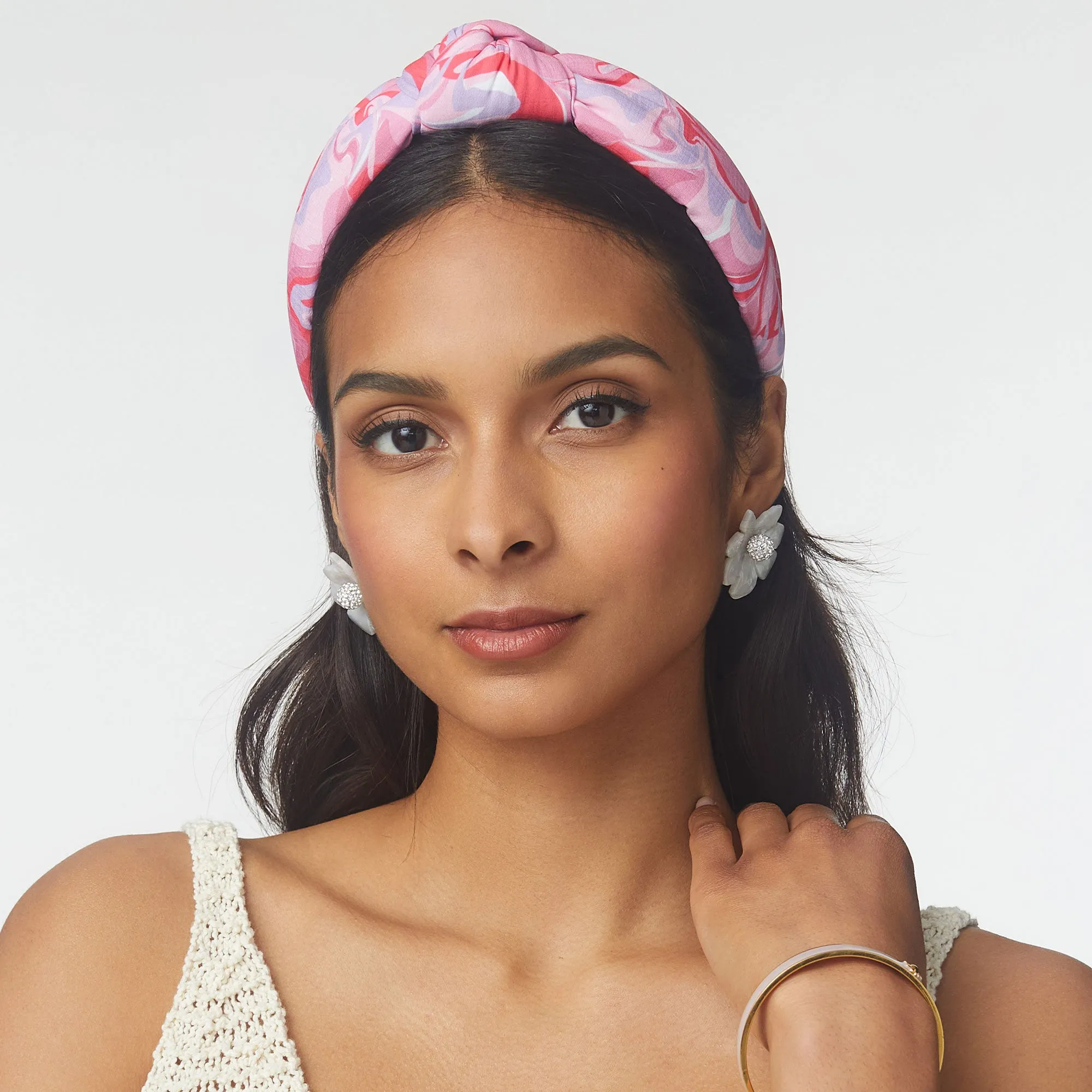 ROSADO MARBLE PRINTED KNOTTED HEADBAND sold by Lele Sadoughi product image thumbnail 2