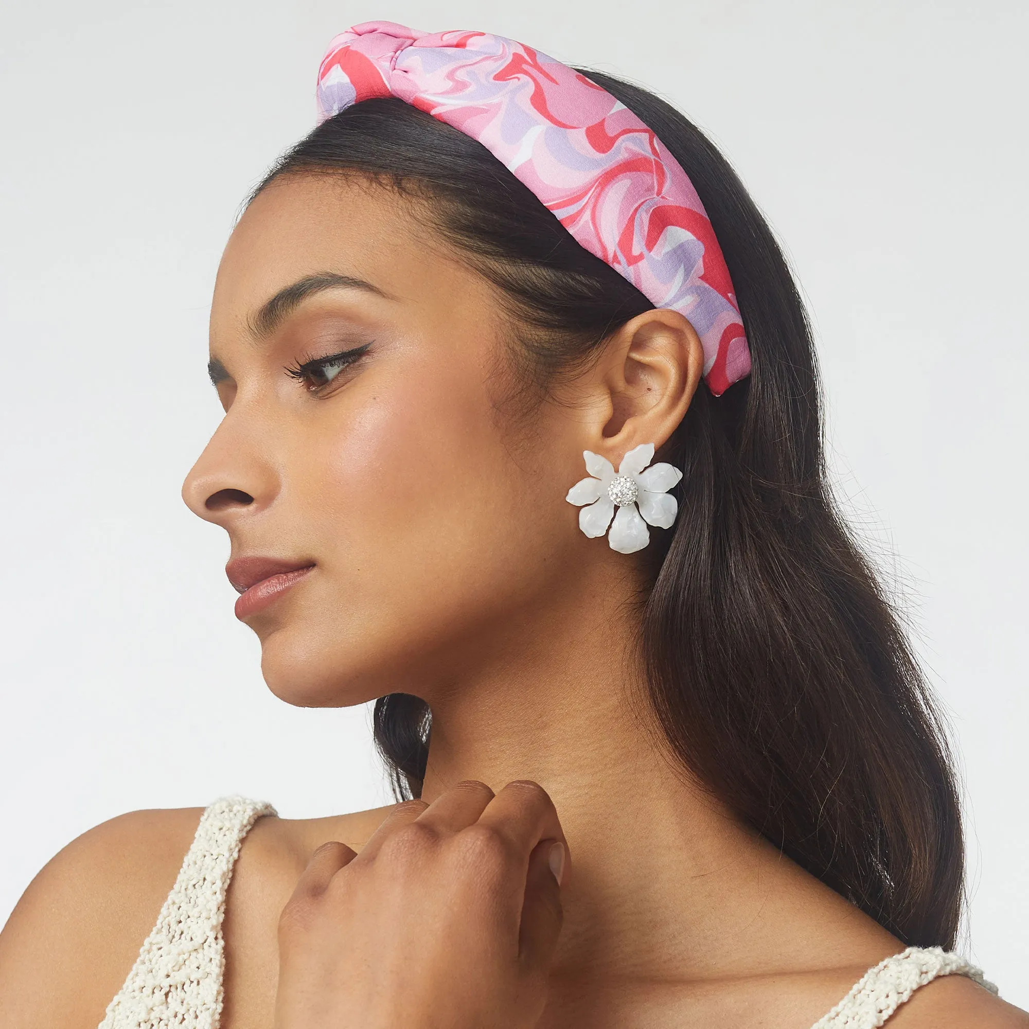 ROSADO MARBLE PRINTED KNOTTED HEADBAND sold by Lele Sadoughi product image thumbnail 4