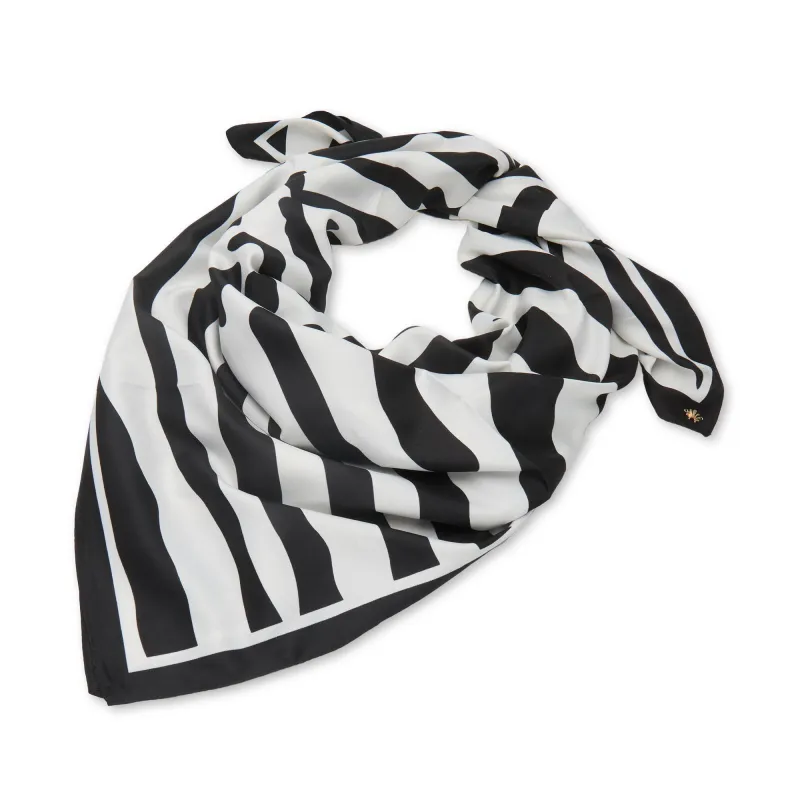 JET OVERSIZED ZEBRA SQUARE SATIN SCARF made by Lele Sadoughi
