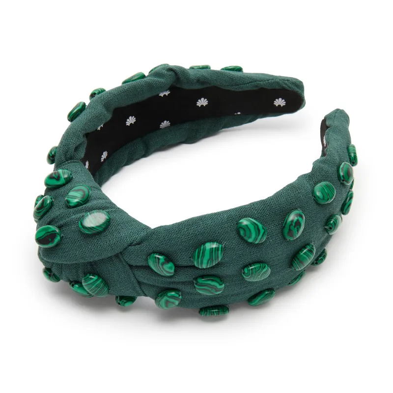 MALACHITE KNOTTED PEBBLE STONE HEADBAND made by Lele Sadoughi