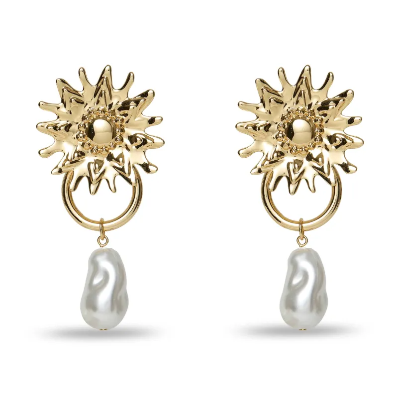 GOLD SOLEIL STATEMENT EARRINGS made by Lele Sadoughi