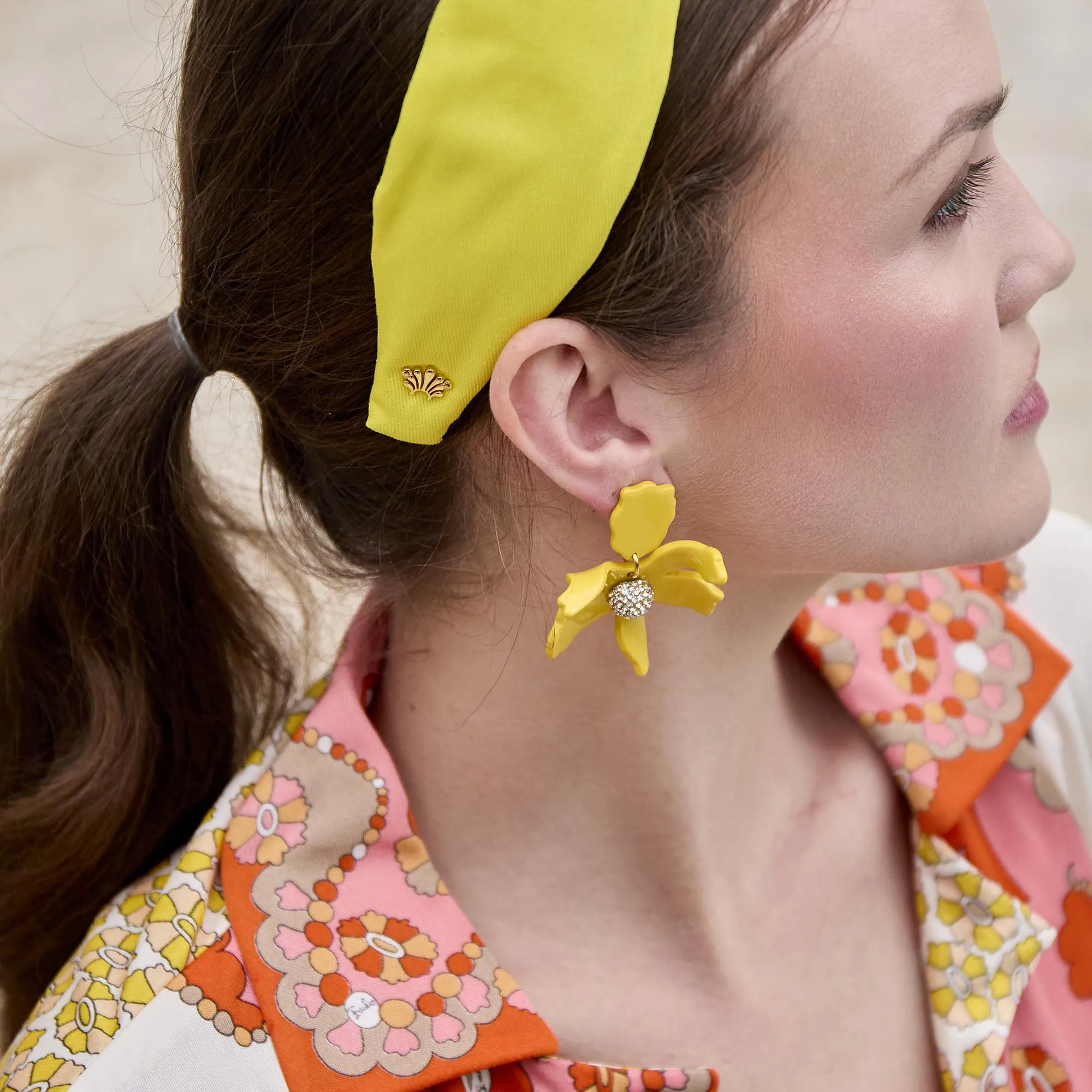 SUNFLOWER SMALL CRYSTAL LILY EARRING sold by Lele Sadoughi product image thumbnail 2