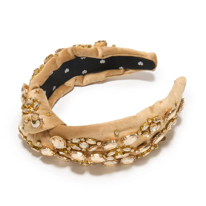 CAPPUCINO SWAROVSKI® CRYSTAL BROCADE KNOTTED HEADBAND made by Lele Sadoughi