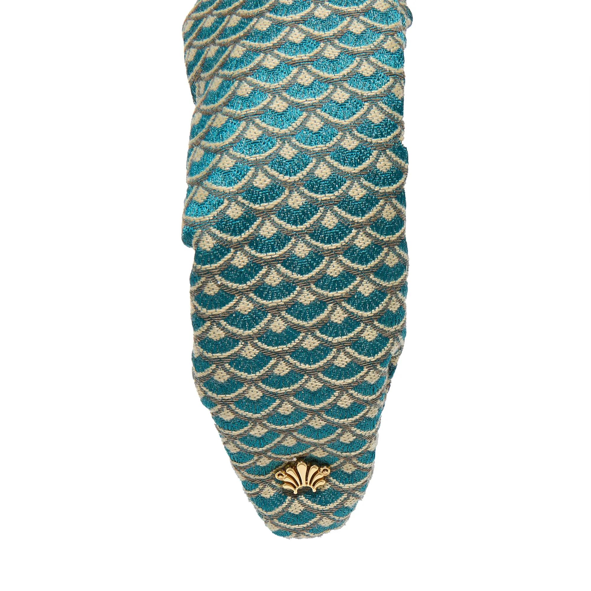 GOLDEN TURQUOISE MARLENE SCALE BROCADE HEADBAND sold by Lele Sadoughi product image thumbnail 4