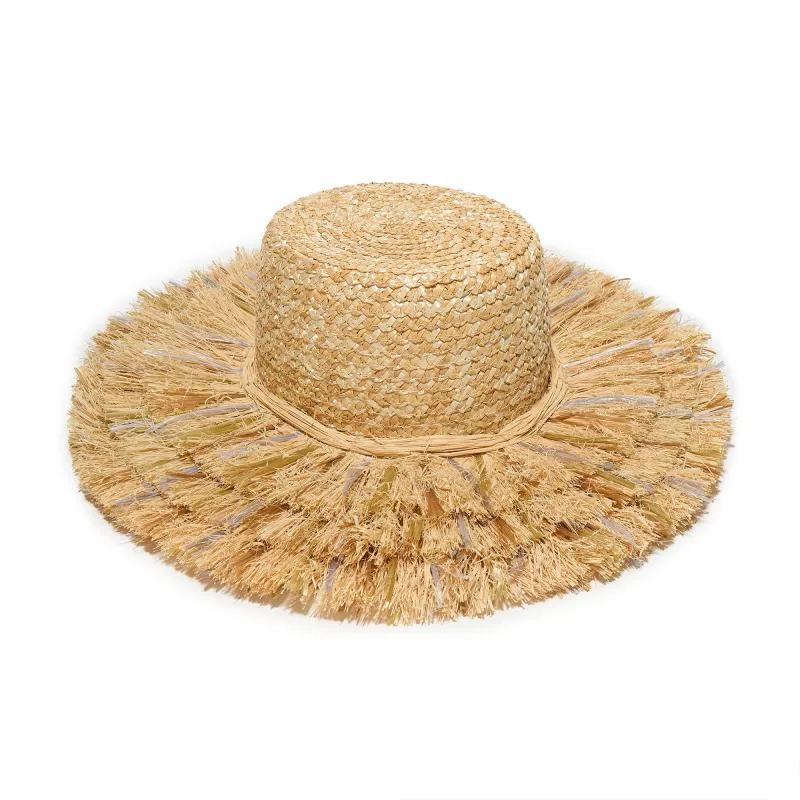 METALLIC FRINGE STRAW HAT made by Lele Sadoughi