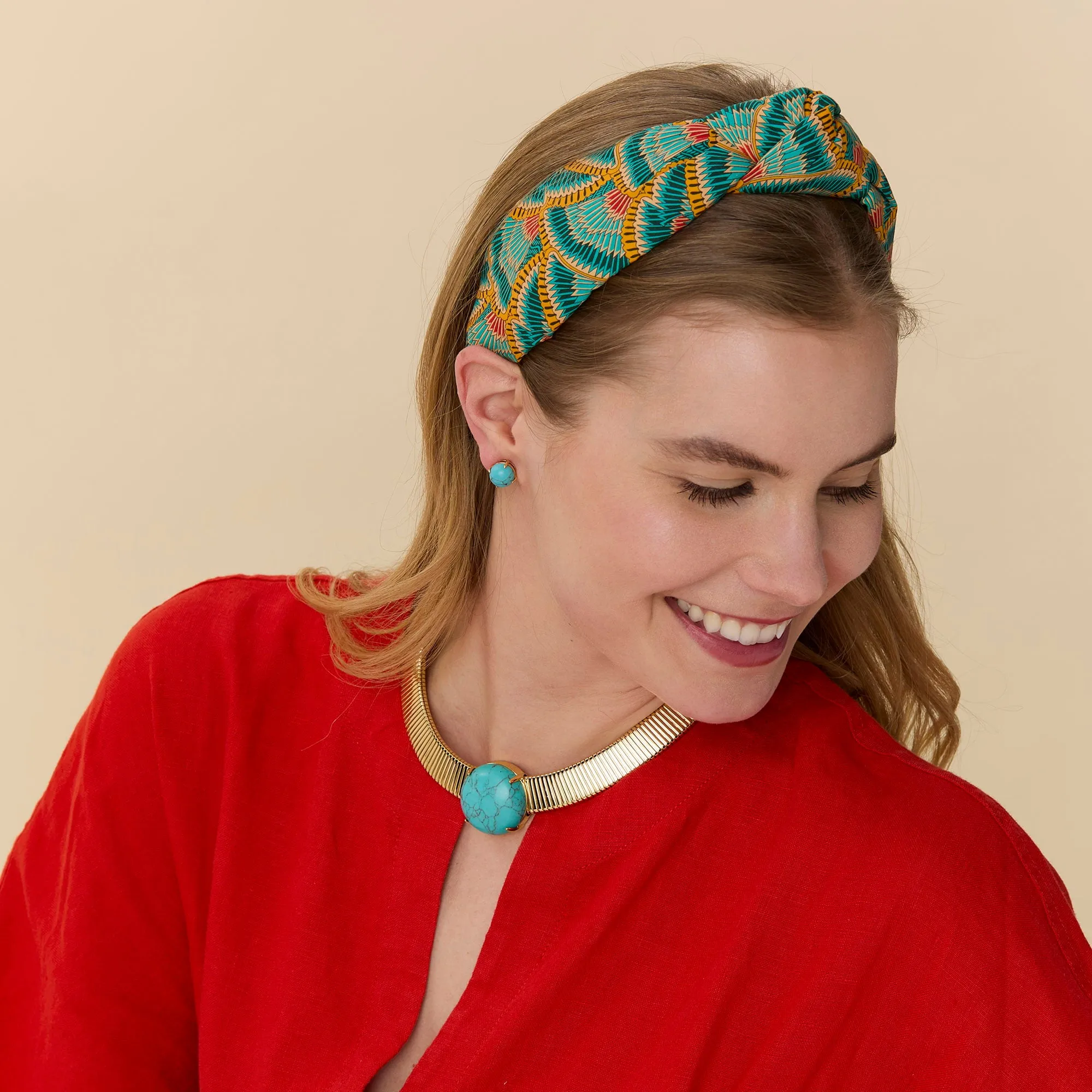 TURQUOISE STONE SET SNAKE CHAIN NECKLACE sold by Lele Sadoughi product image thumbnail 2