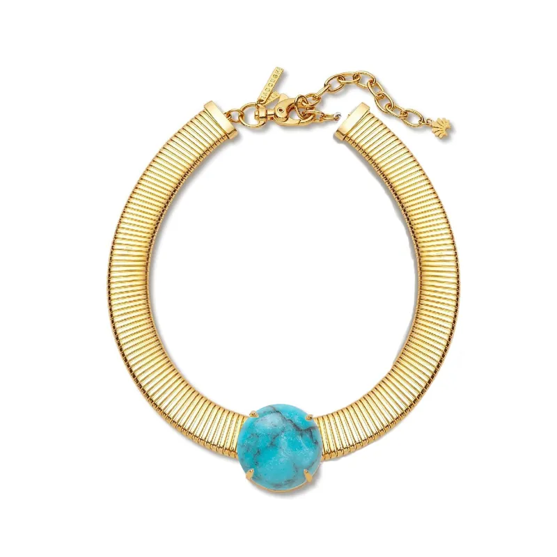 TURQUOISE STONE SET SNAKE CHAIN NECKLACE made by Lele Sadoughi