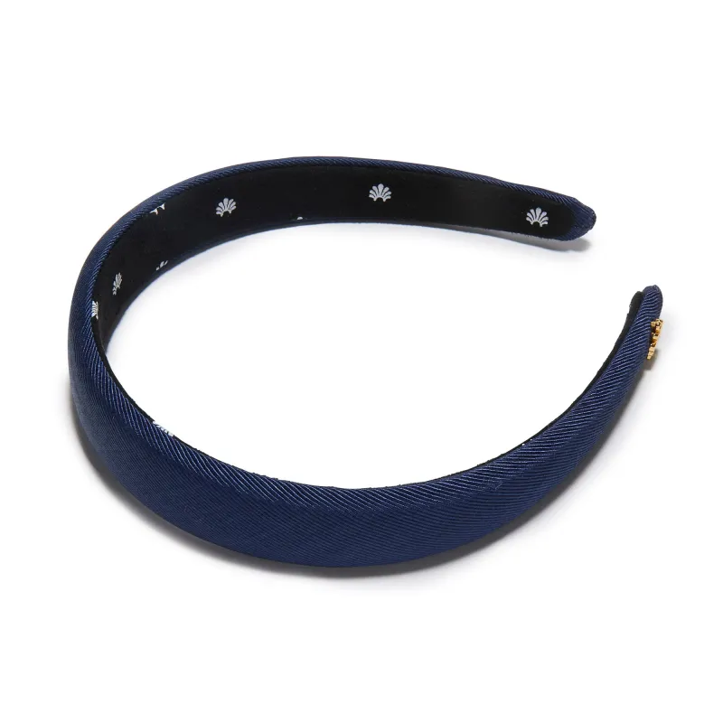 NAVY CHARLOTTE MOIRE HEADBAND made by Lele Sadoughi