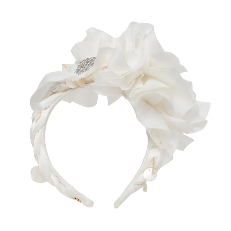 IVORY PEONY FLORAL BOUQUET HEADBAND made by Lele Sadoughi