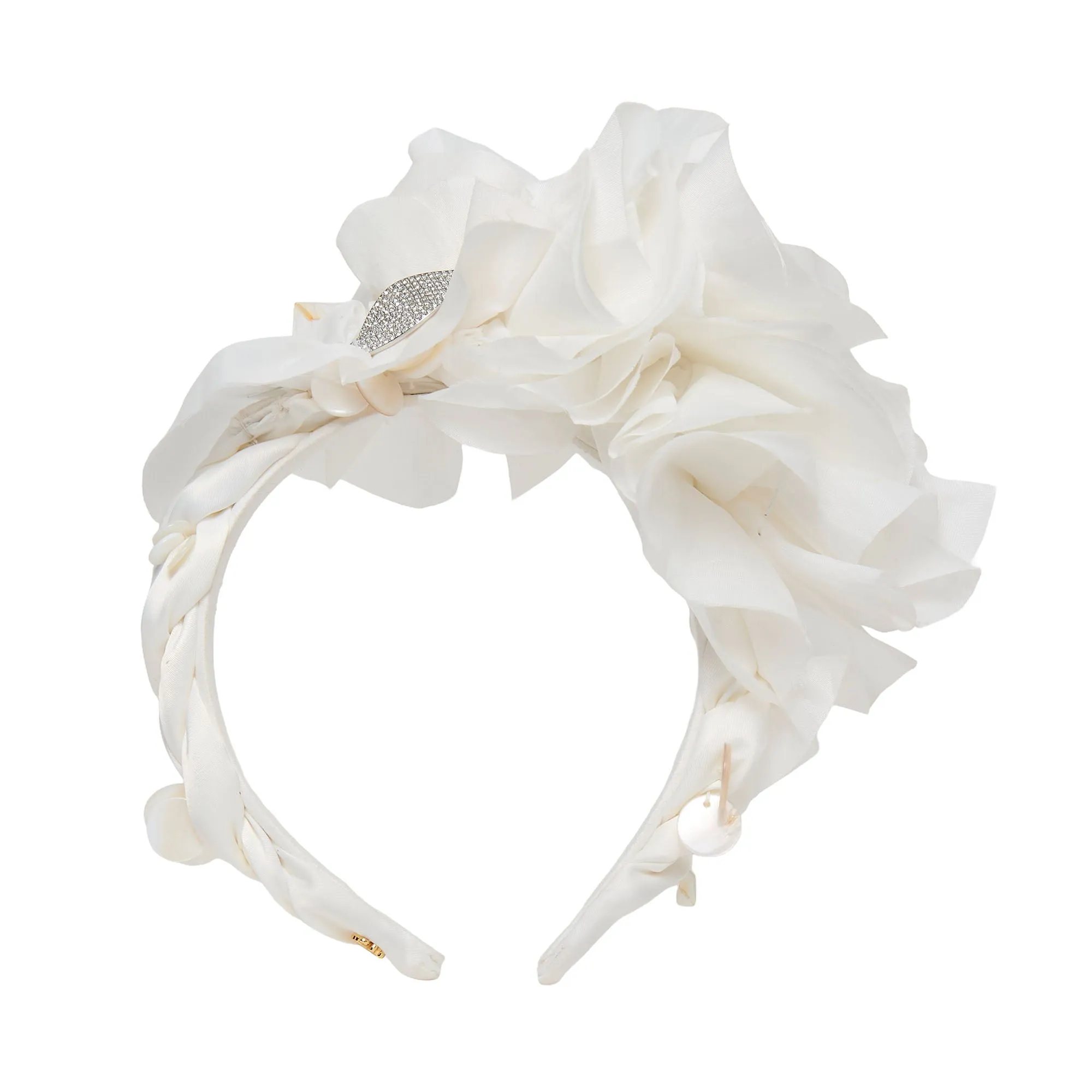 IVORY PEONY FLORAL BOUQUET HEADBAND sold by Lele Sadoughi