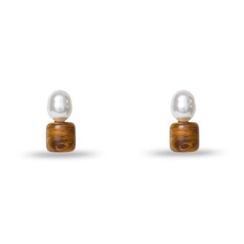 TIGERS EYE PEBBLE STUD EARRING made by Lele Sadoughi
