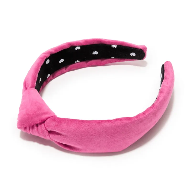 BUBBLE GUM PINK VELVET SLIM KNOTTED HEADBAND made by Lele Sadoughi