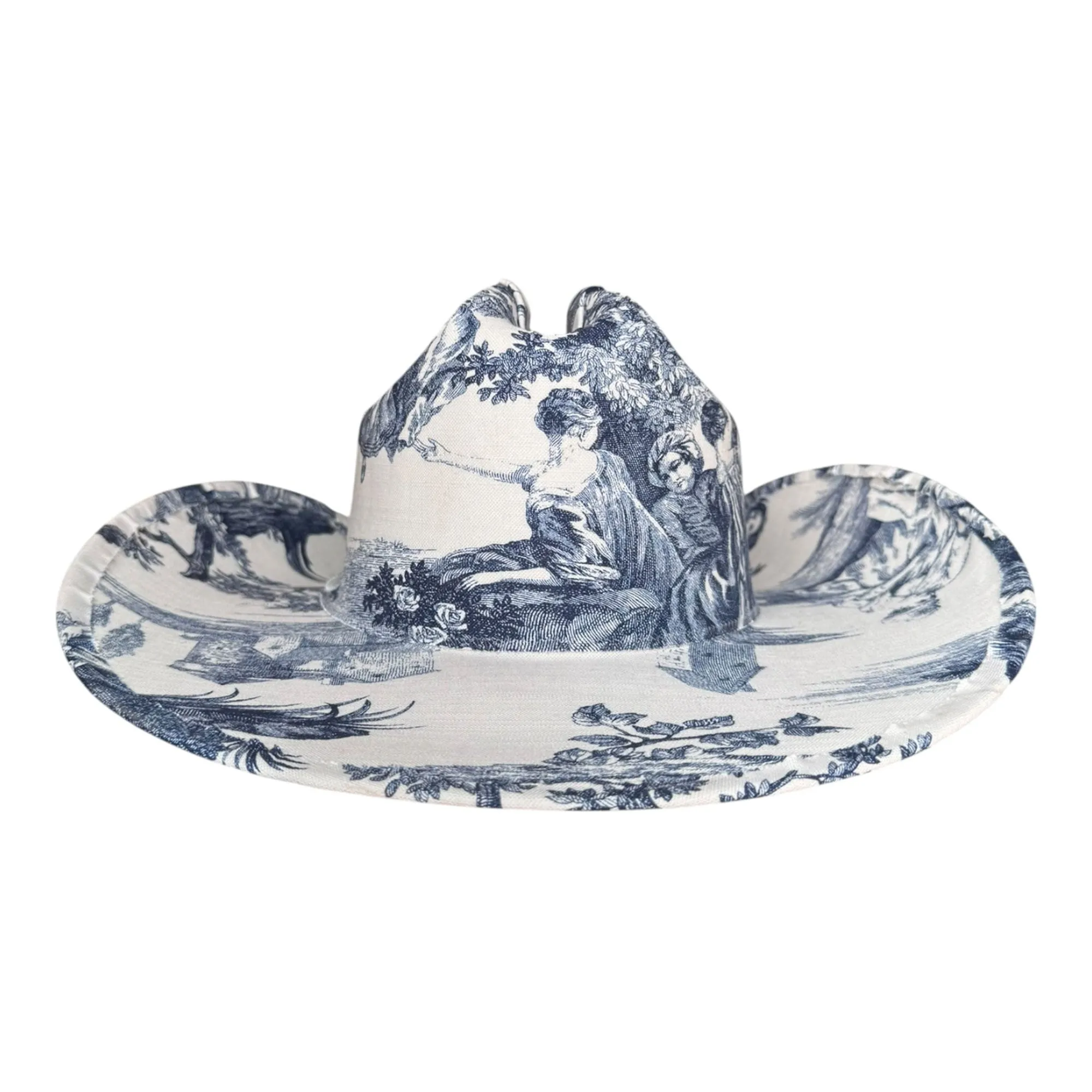 INDIGO TOILE FABRIC COVERED COWBOY HAT sold by Lele Sadoughi product image thumbnail 5