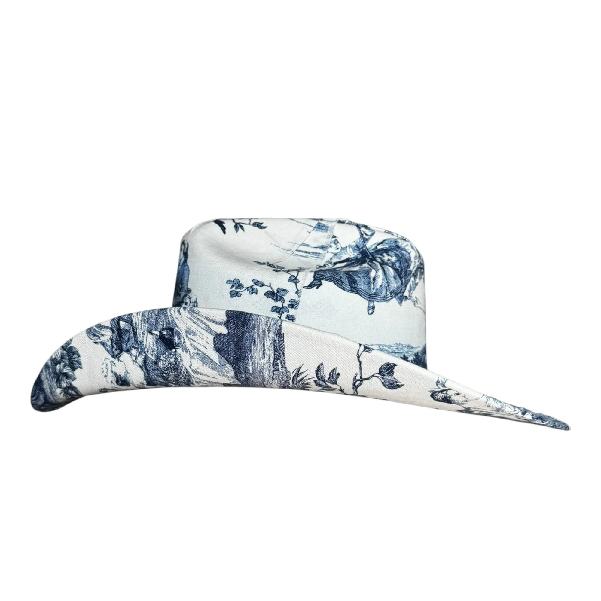 INDIGO TOILE FABRIC COVERED COWBOY HAT sold by Lele Sadoughi product image thumbnail 3