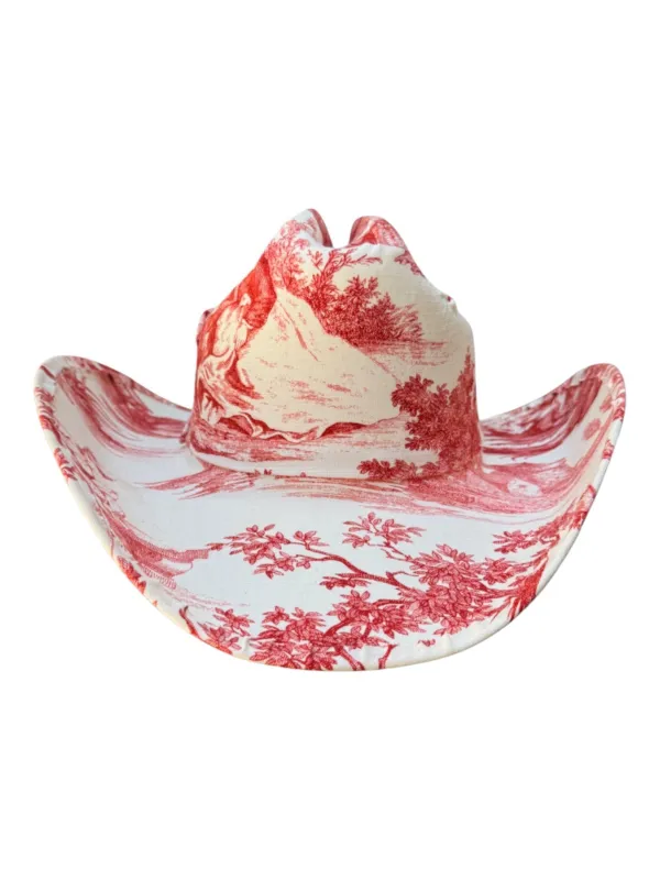 ROUGE TOILE FABRIC COVERED COWBOY HAT made by Lele Sadoughi