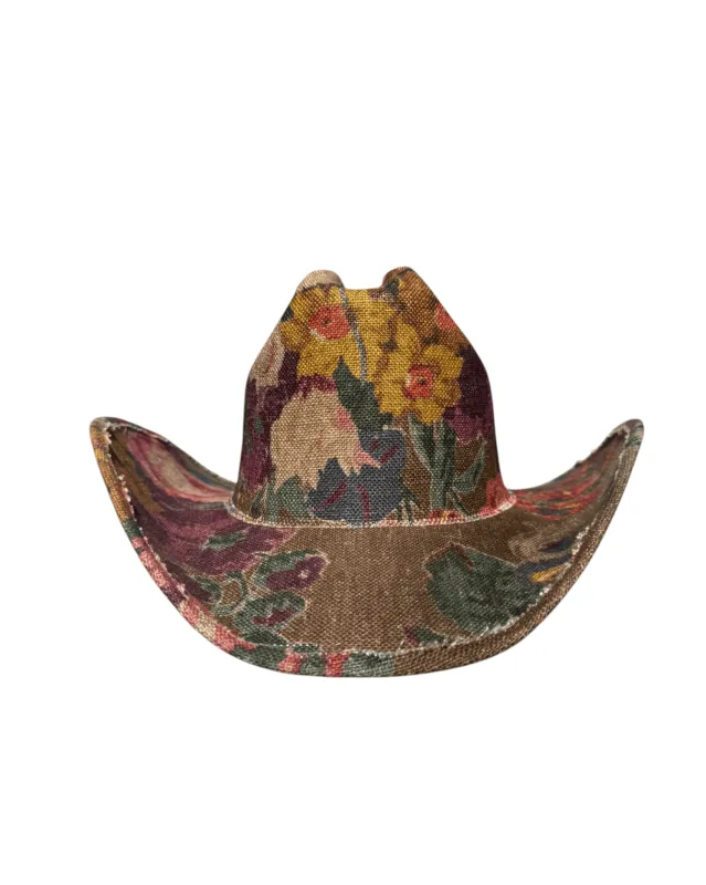 VALLEY BLOOM FABRIC COVERED COWBOY HAT made by Lele Sadoughi