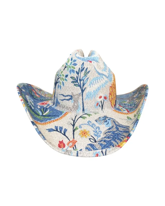 FINICKY BUTTERFLY FABRIC COVERED COWBOY HAT made by Lele Sadoughi