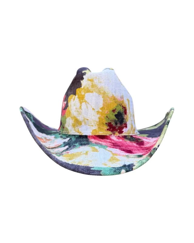 DOLOMITE BLOOM FABRIC COVERED COWBOY HAT made by Lele Sadoughi