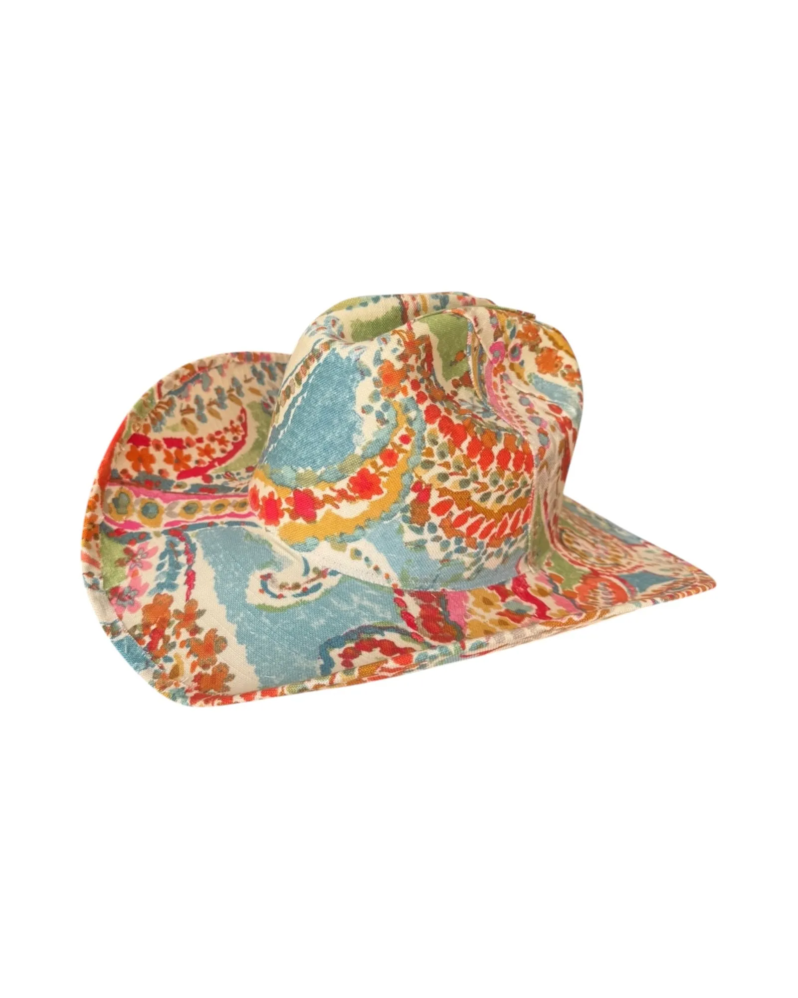 COASTAL PAISLEY FABRIC COVERED COWBOY HAT sold by Lele Sadoughi product image thumbnail 3