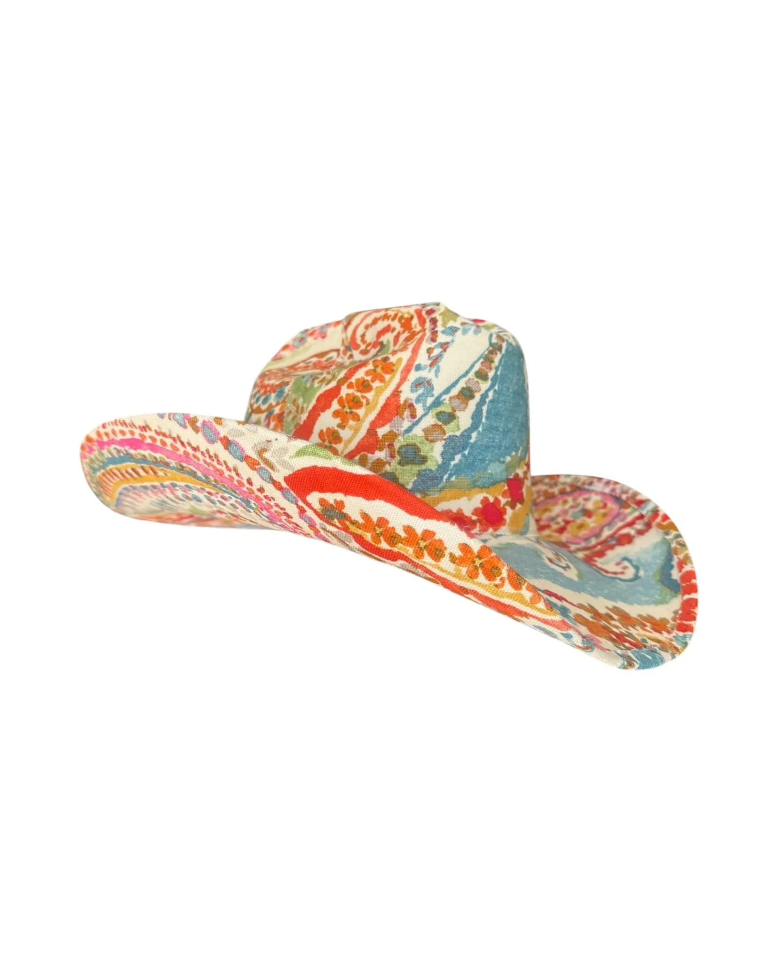 COASTAL PAISLEY FABRIC COVERED COWBOY HAT sold by Lele Sadoughi product image thumbnail 2