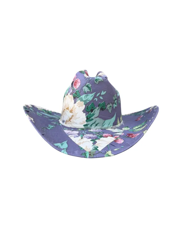 INDIGO GARDEN FABRIC COVERED COWBOY HAT made by Lele Sadoughi