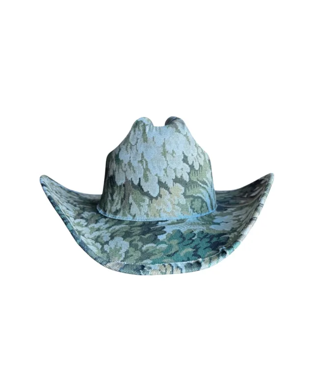 VERDANT FABRIC COVERED COWBOY HAT made by Lele Sadoughi