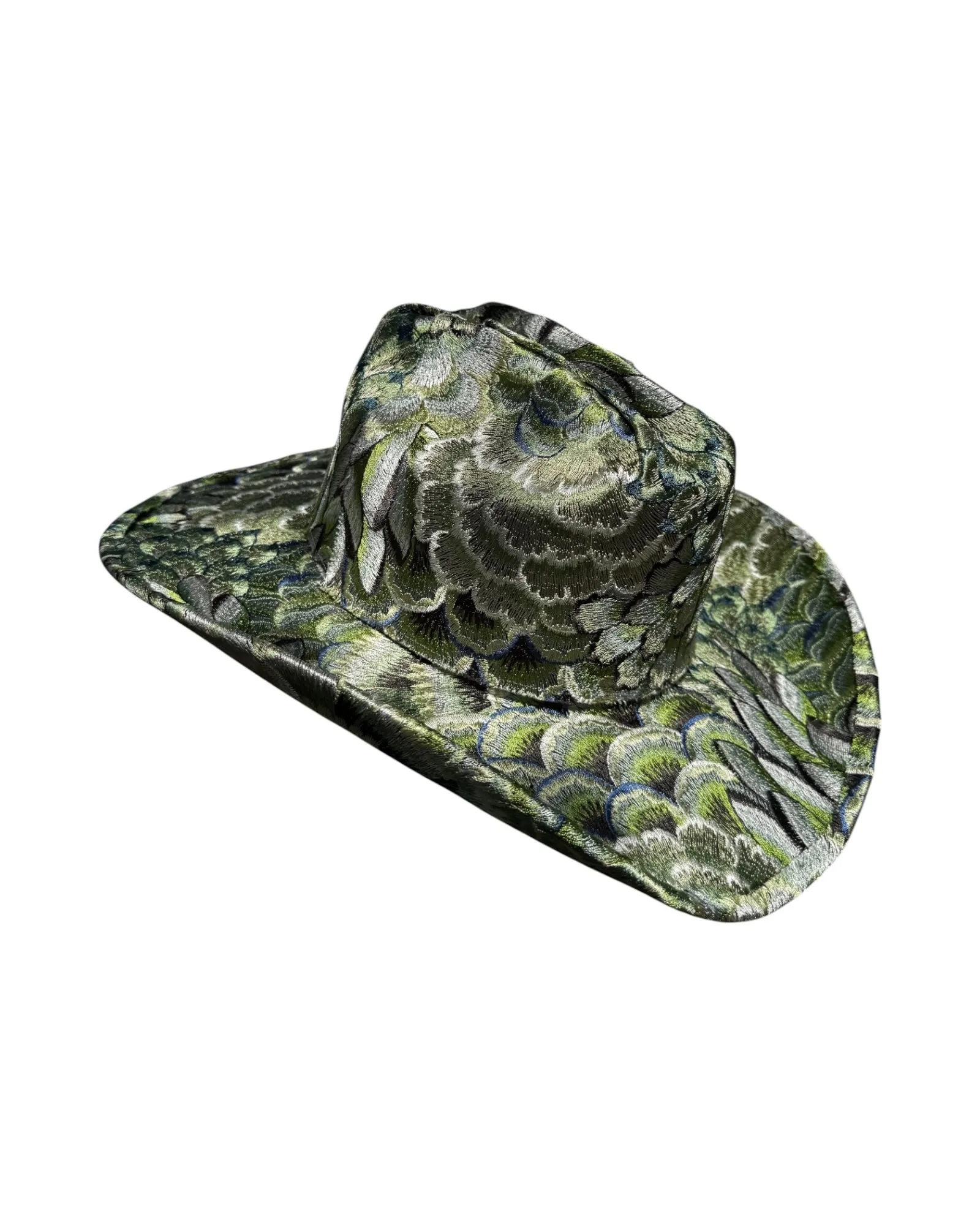 EMERALD PLUME FABRIC COVERED COWBOY HAT sold by Lele Sadoughi product image thumbnail 2