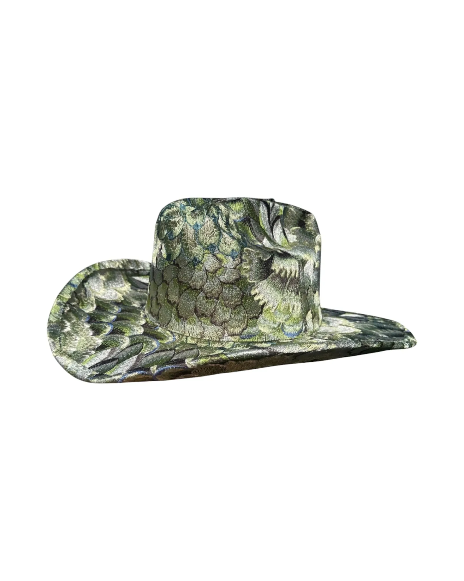 EMERALD PLUME FABRIC COVERED COWBOY HAT sold by Lele Sadoughi product image thumbnail 3