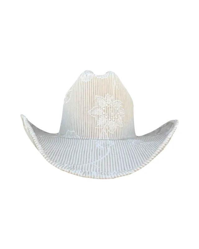 SALTWATER LANE FABRIC COVERED COWBOY HAT made by Lele Sadoughi