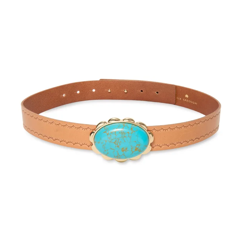 SADDLE TURQUOISE HORIZON OASIS STATION BELT made by Lele Sadoughi