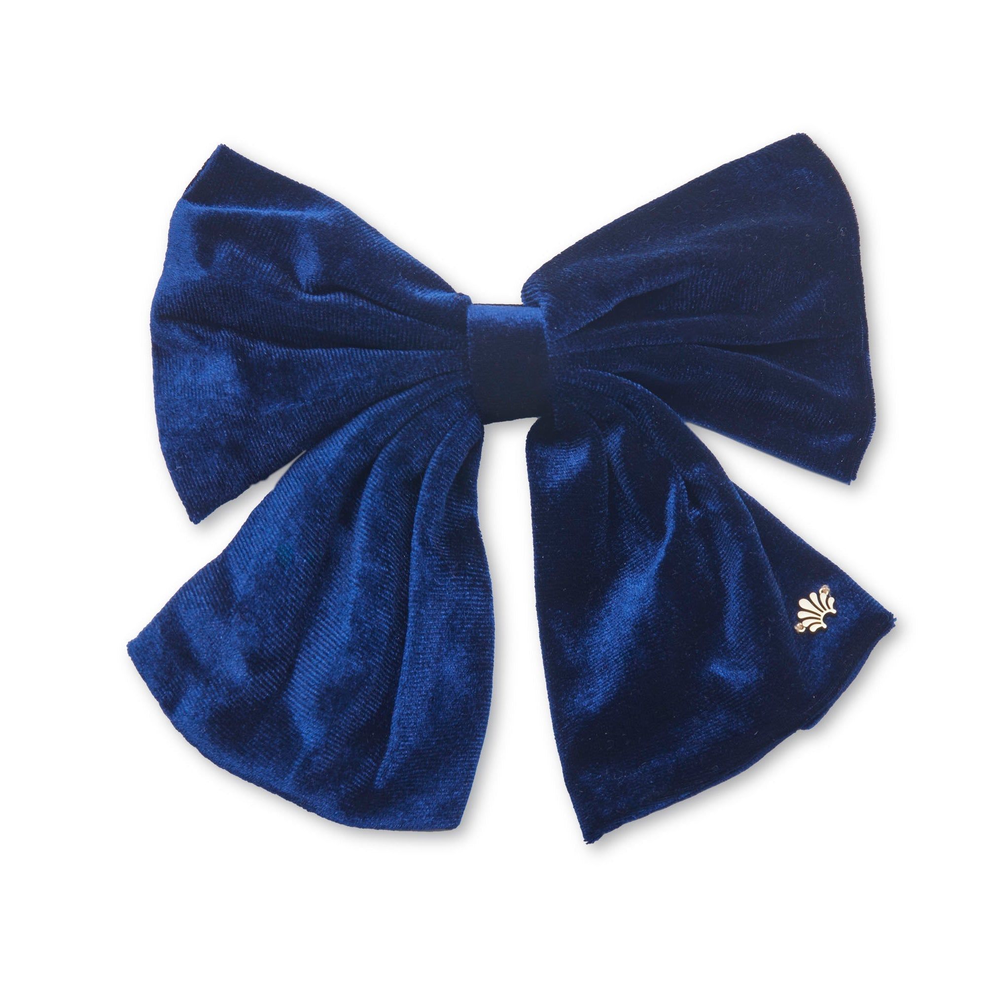 NAVY JUMBO VELVET BOW BARRETTE sold by Lele Sadoughi