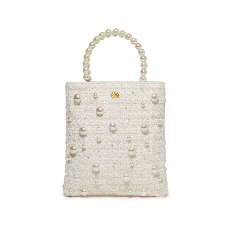 IVORY PALOMA PEARL TWEED CROSSBODY BAG sold by Lele Sadoughi