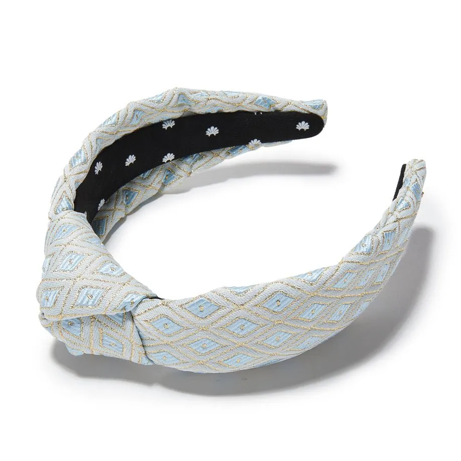 POWDER BLUE METALLIC DIAMOND KNOTTED HEADBAND sold by Lele Sadoughi