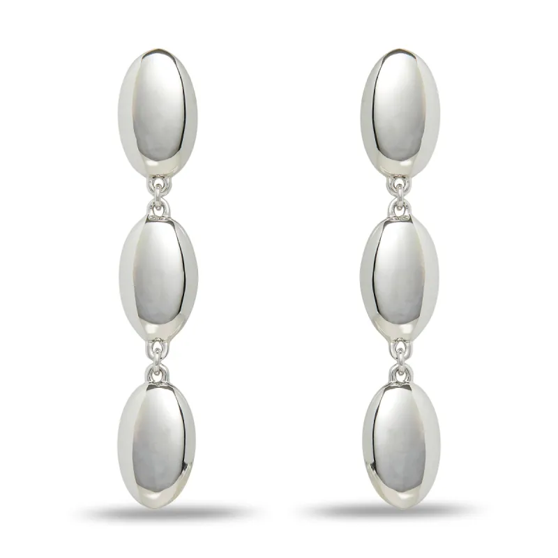 SILVER REFLECTIVE METAL LINEAR EARRINGS sold by Lele Sadoughi