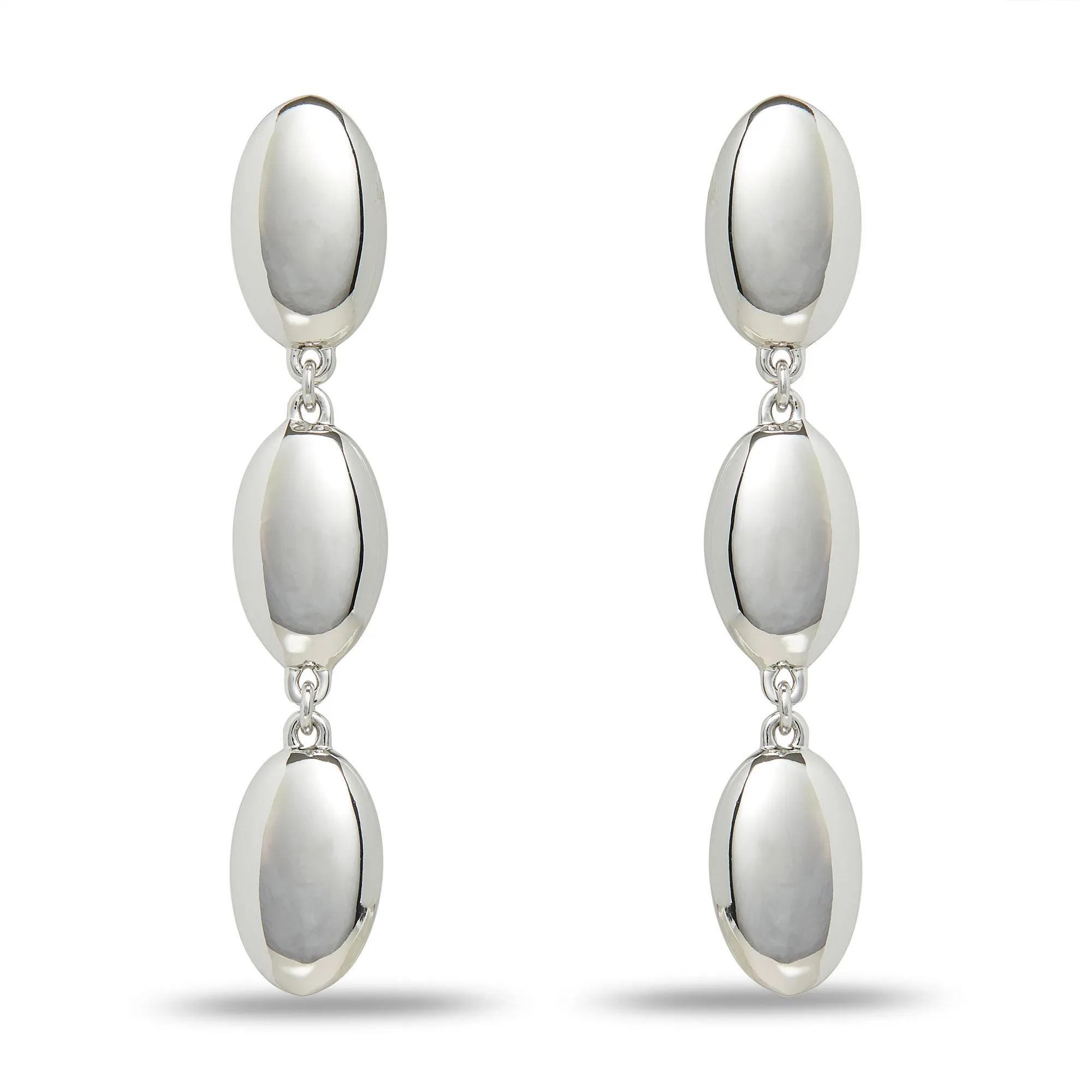 SILVER REFLECTIVE METAL LINEAR EARRINGS sold by Lele Sadoughi