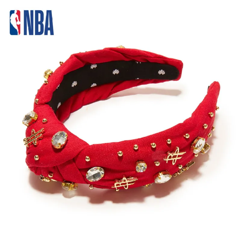 HOUSTON ROCKETS LELE SADOUGHI / NBA RED EMBELLISHED KNOTTED HEADBAND sold by Lele Sadoughi
