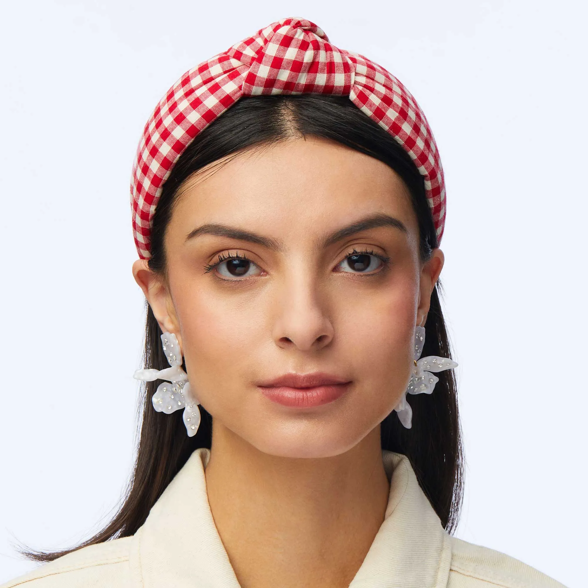 LADYBUG RED GINGHAM KNOTTED HEADBAND sold by Lele Sadoughi product image thumbnail 2