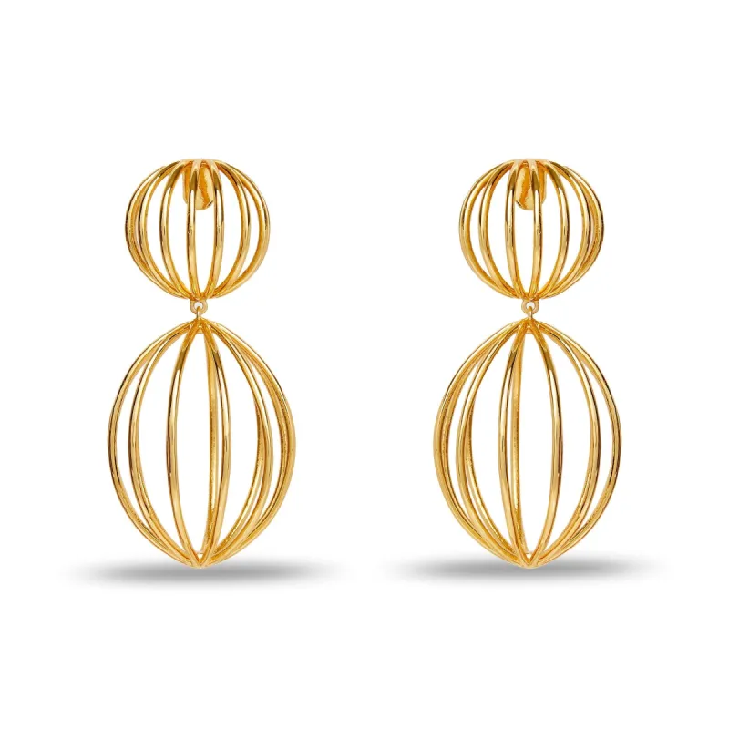 GOLD BIRDCAGE EARRINGS sold by Lele Sadoughi
