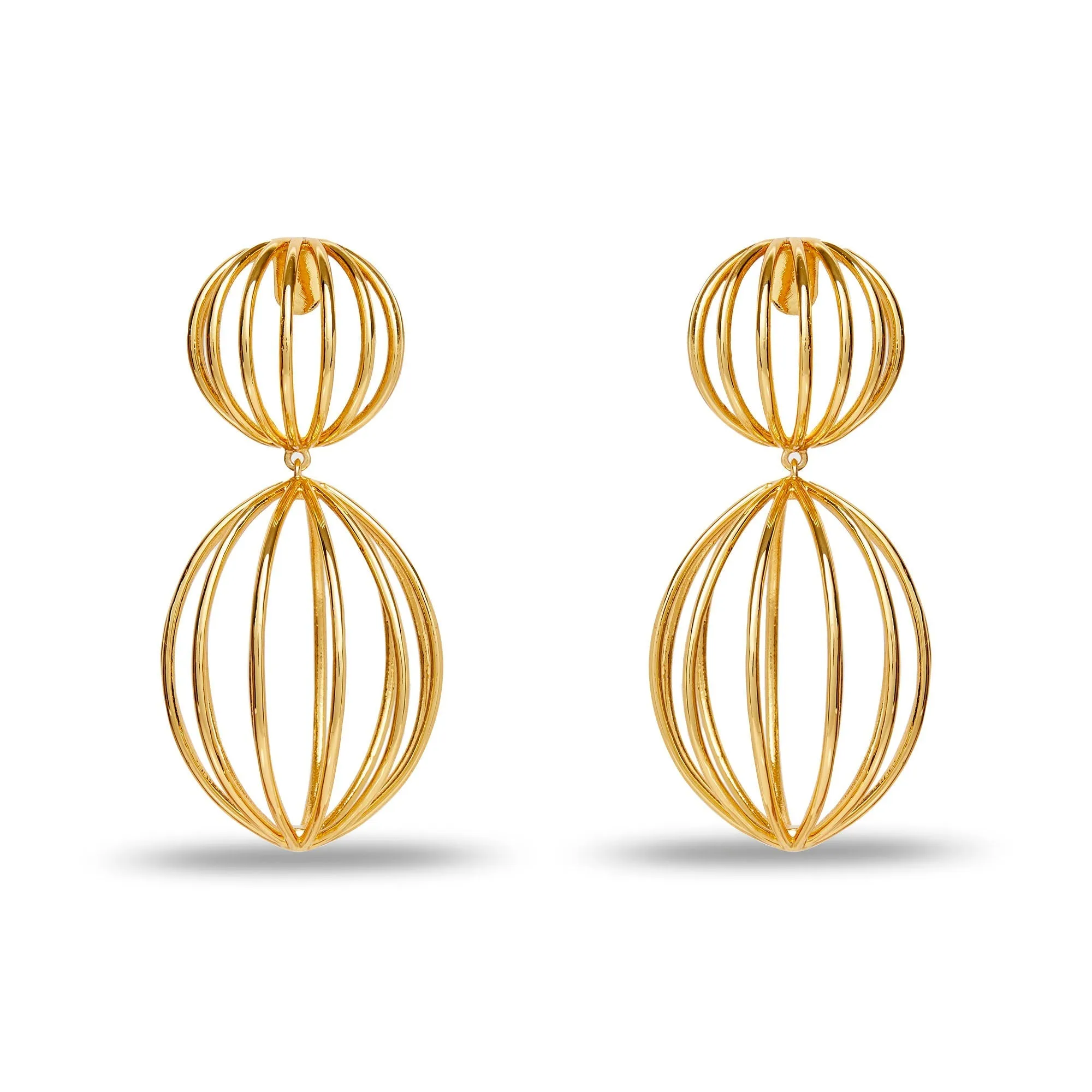 GOLD BIRDCAGE EARRINGS sold by Lele Sadoughi