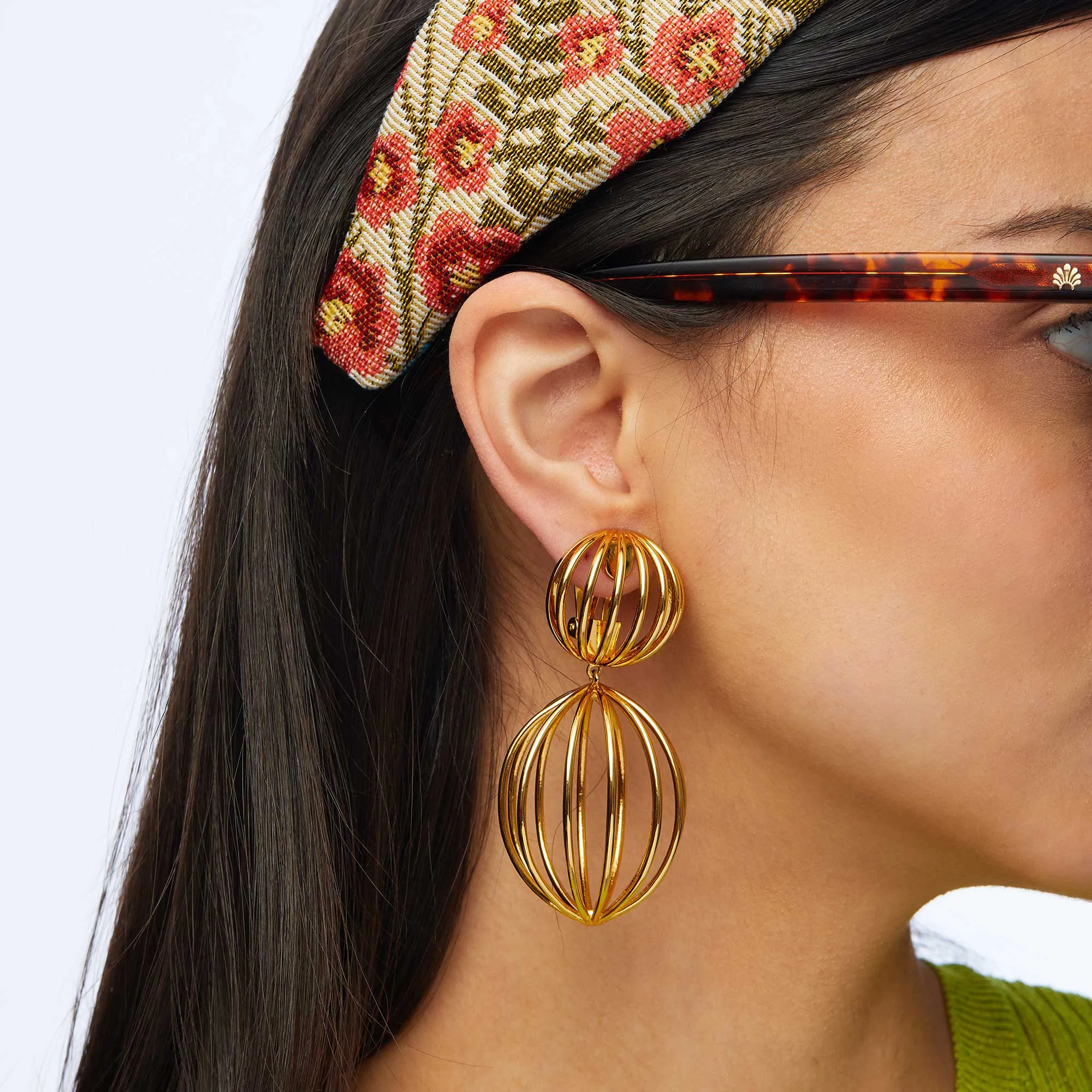 GOLD BIRDCAGE EARRINGS sold by Lele Sadoughi product image thumbnail 3