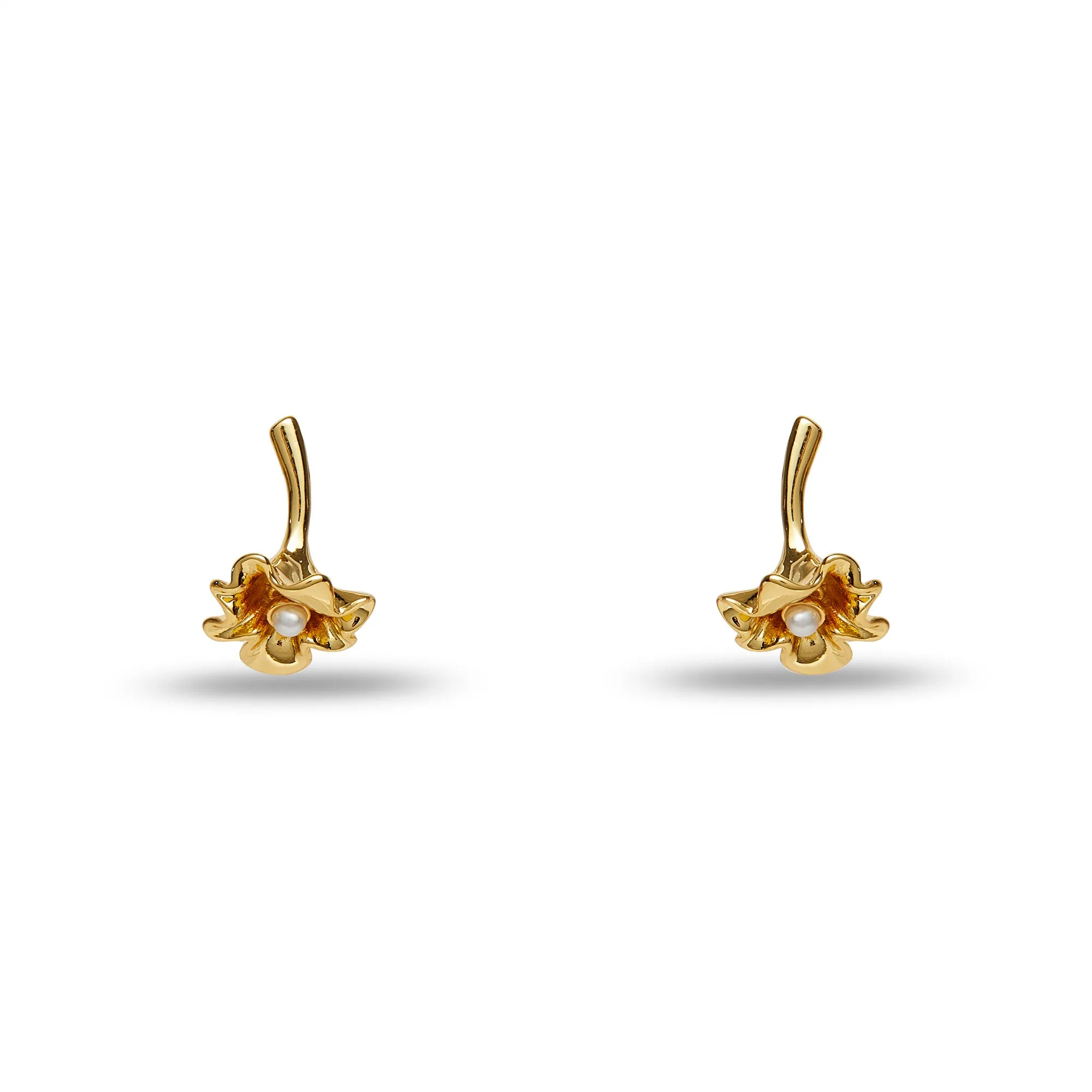 GOLD RUFFLED LILY STUD EARRINGS sold by Lele Sadoughi