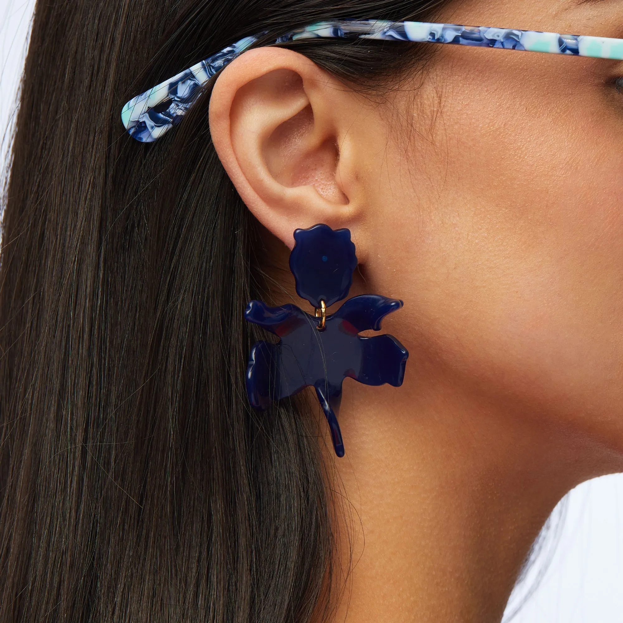 COBALT SMALL PAPER LILY EARRINGS sold by Lele Sadoughi product image thumbnail 2