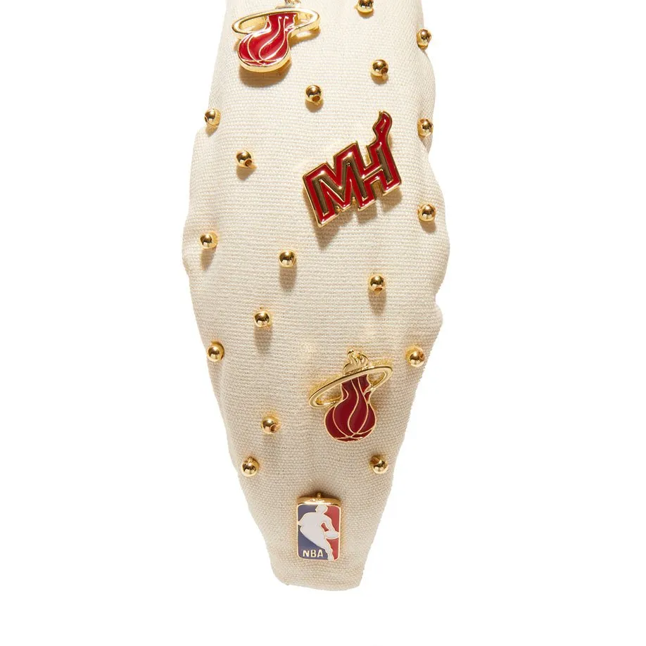MIAMI HEAT LELE SADOUGHI / NBA IVORY EMBELLISHED KNOTTED HEADBAND sold by Lele Sadoughi product image thumbnail 3