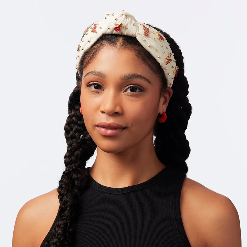 MIAMI HEAT LELE SADOUGHI / NBA IVORY EMBELLISHED KNOTTED HEADBAND sold by Lele Sadoughi product image thumbnail 4