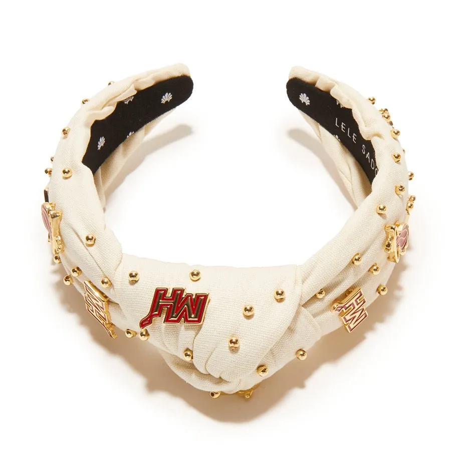 MIAMI HEAT LELE SADOUGHI / NBA IVORY EMBELLISHED KNOTTED HEADBAND sold by Lele Sadoughi product image thumbnail 5