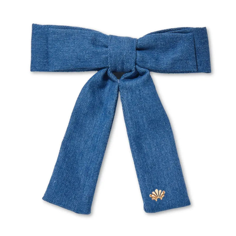 LIGHT DENIM ANTOINETTE  BOW BARRETTE sold by Lele Sadoughi